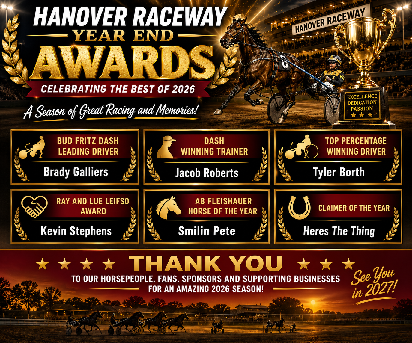 2026 Hanover Raceway Awards